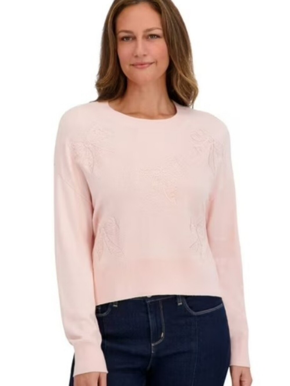 Bridgerton Women's Lace Embroided Bow Sweater Pink Size XXL NWT